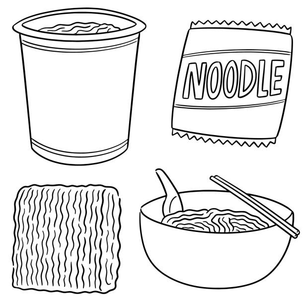noodle vector set of noodle instant noodle package stock illustrations