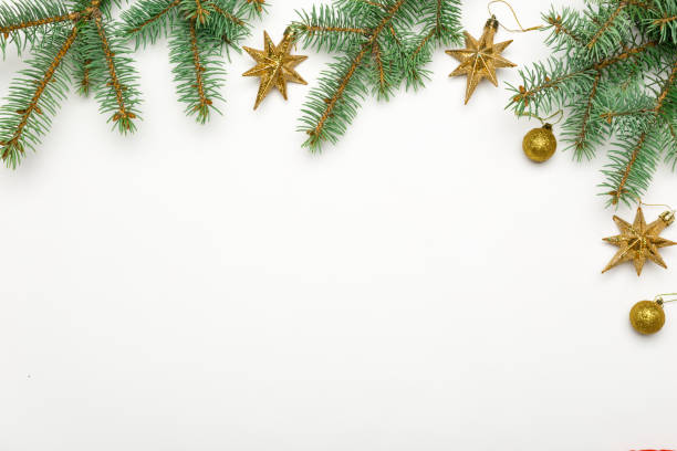 istock Elegant New Year`s snowy card. Top view. Flat lay. 1055635404