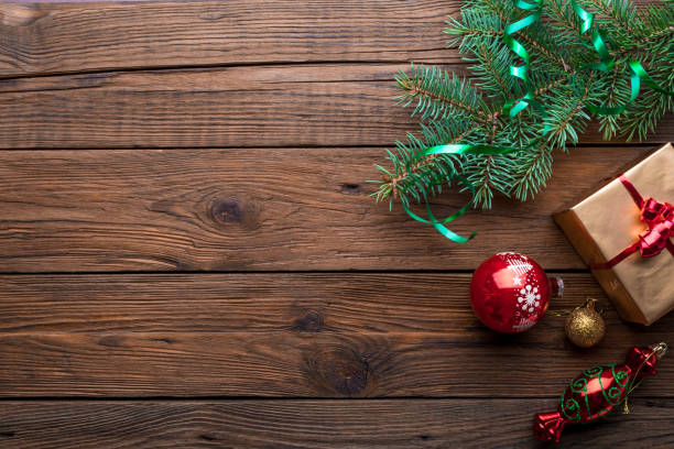 istock Elegant New Year`s snowy card. Top view. Flat lay. 1055635710