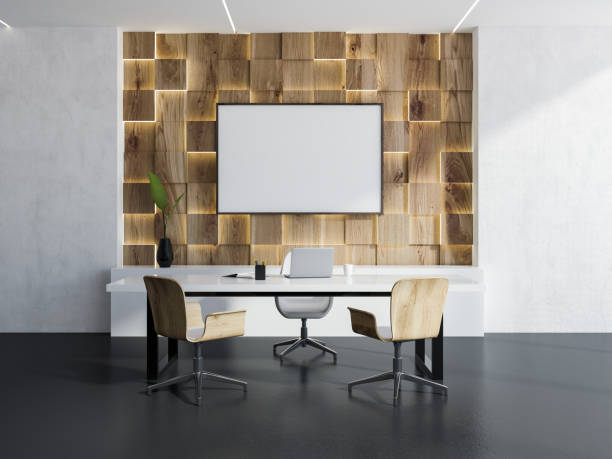 istock White and light wood manager office, poster 1055640218