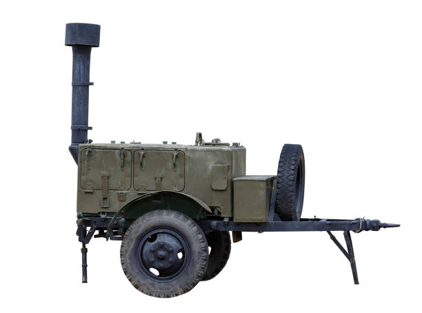 istock Old Russian military field kitchen on wheels isolated on white background 1055640726
