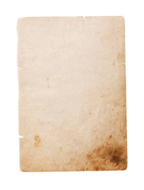 istock Old book page yellowed with time, isolated on white background. Blank sheet for notes 1055640768