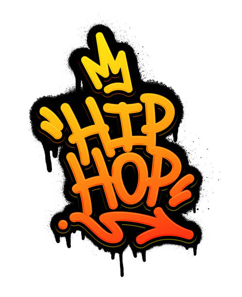 ilustrações, clipart, desenhos animados e ícones de hip-hop tag graffiti estilo etiqueta lettering. ilustração vetorial - dancing breakdancing street city life