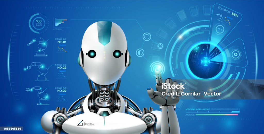 AI-Technologie-Roboter - Lizenzfrei Roboter Vektorgrafik