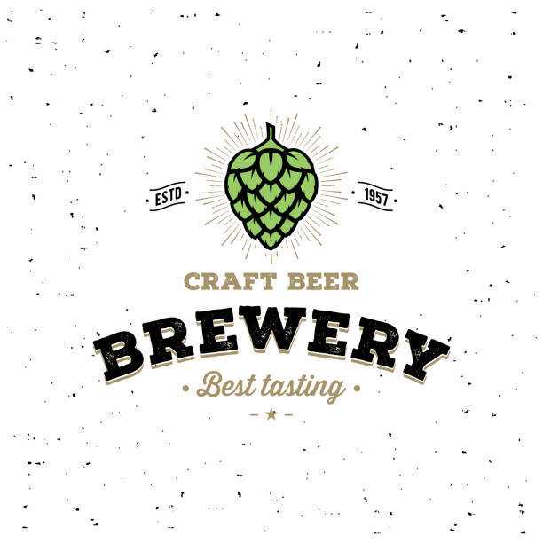 browar hop white for pub, bar. ilustracja wektorowa. - brewery beer barley cereal plant stock illustrations