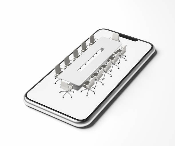 istock White meeting room table model on a smartphone 1055650110
