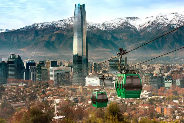 Photo of Cable car in San Cristobal hill, overlooking a panoramic view of Santiago