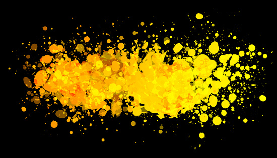 Grunge yellow paint splatter background splash