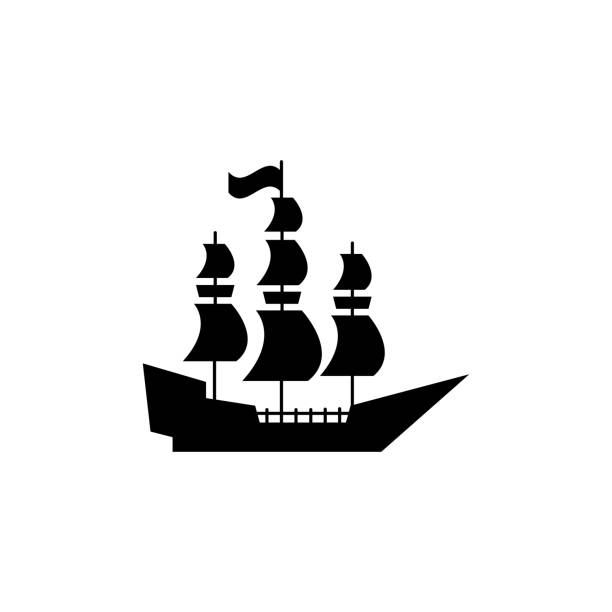 pirat ikony prow lub arcos - brygantyna stock illustrations