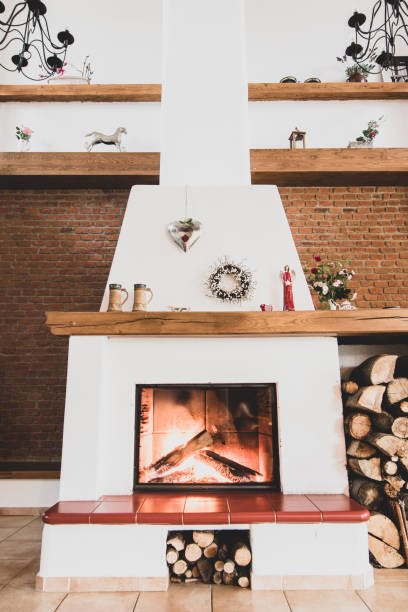 istock Open fireplace in a luxury home 1055667380