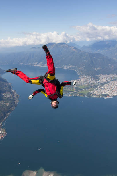 istock Skydiver falls towards the earth upside-down 1055668056