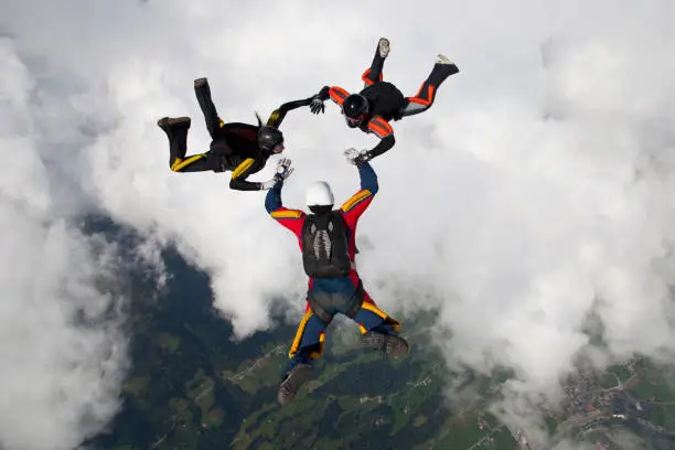 Photo of Skydivers fall towards the earth