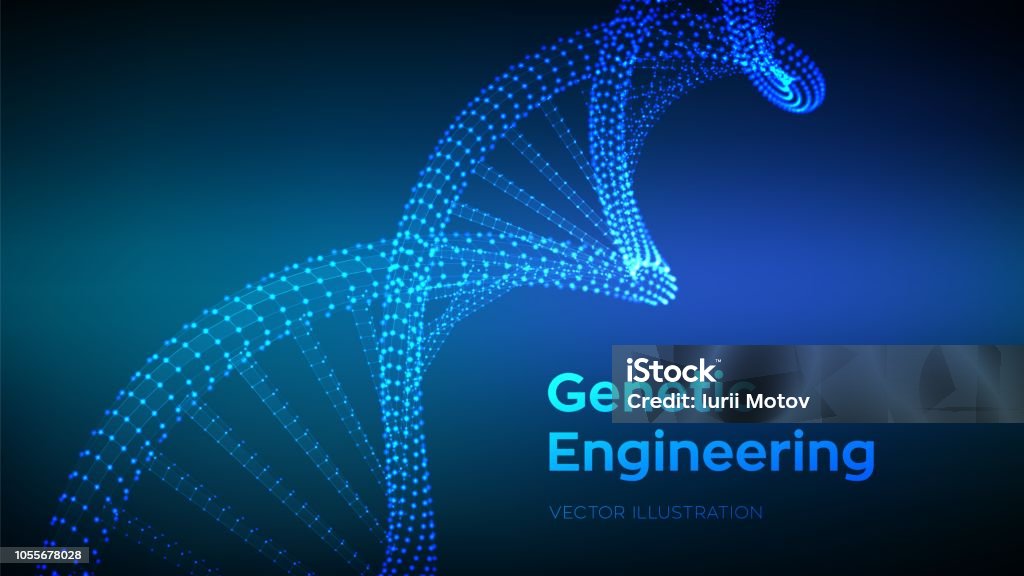 Secuencia de la DNA. Malla de estructura de moléculas de ADN estructura metálica. Plantilla editable del código de ADN. Concepto de ciencia y tecnología. Ilustración de vector. - arte vectorial de ADN libre de derechos