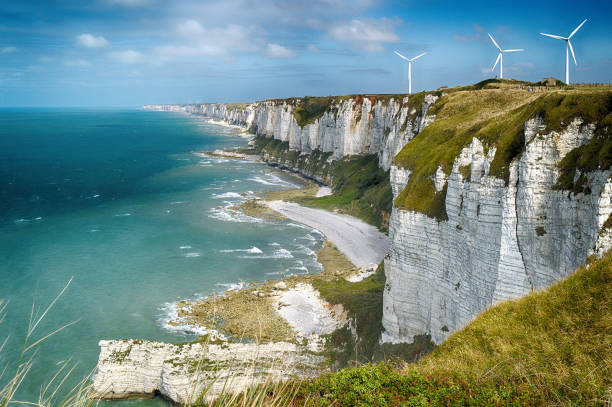 scogliere di alabastro. normandia, francia. - manica foto e immagini stock