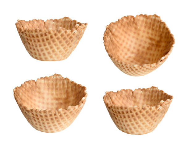 istock Collection of empty ice cream cone isolated on white background 1055681504