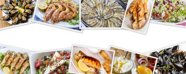 istock Collage from different photos of delicious seafood 1055683952
