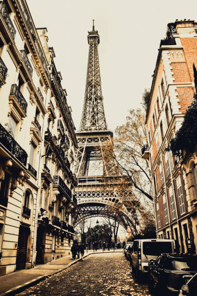 istock Eiffel tower in Autumn - street view 1055689442
