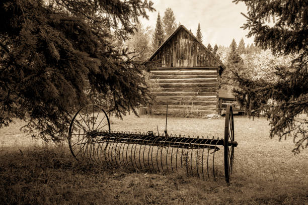 Vintage farm tools in French Camp along Natchez Trace Parkway in Mississippi, USA.