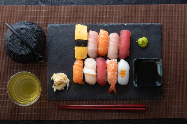 istock green tea with sushi 1055693284