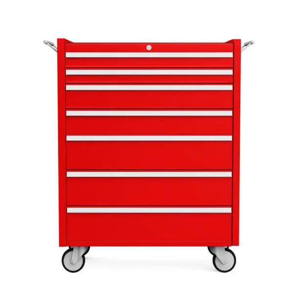 Photo of Red Tools Cabinet Isolated