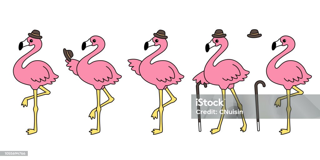 lekkage Bank Tegenstander Roze Flamingo Vector Instellen Hoed Cartoon Karakter Flamingos Collectie  Illustratie Cute Dieren Exotische Natuur Wilde Fauna Stockvectorkunst en  meer beelden van Abstract - iStock