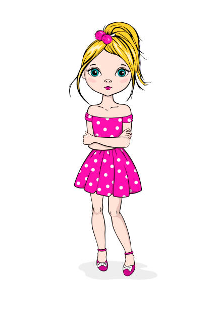 Hand Drawn Beautiful Cute Cartoon Girl Summer Casual Style Isolated Blonde  Girl On The White Background Vector Illustration Stock Illustration -  Download Image Now - iStock