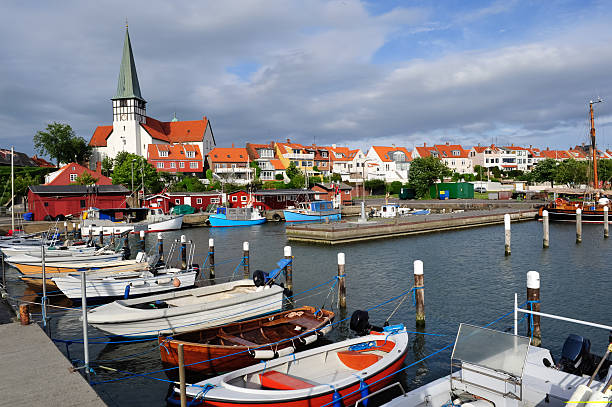 Roenne harbor on Bornholm stock photo