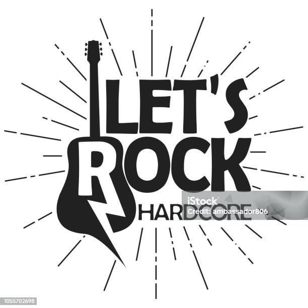 Rock Lettering Poster Or Tshirt Design Vector Stock Illustration - Download Image Now - Rock Music, Logo, Guitar