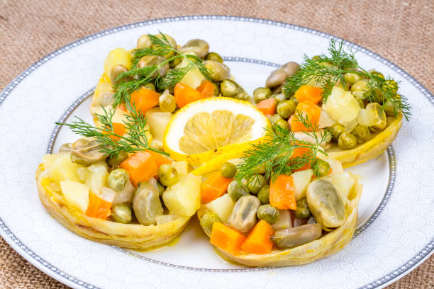 Traditional Delicious Turkish foods; artichoke with olive oil (Zeytinyagli Enginar)