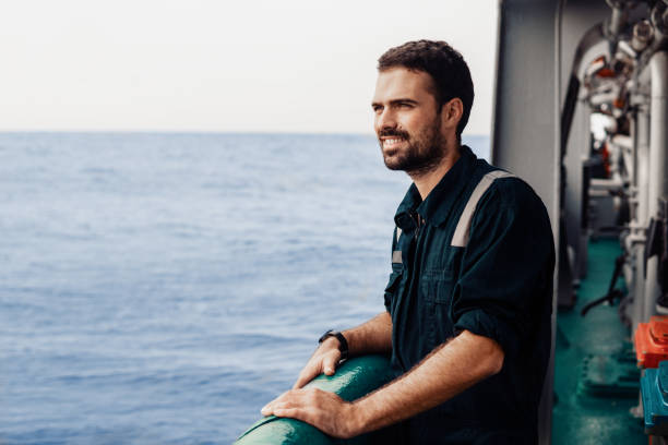 istock Marine Deck Officer or Chief mate on deck of vessel or ship 1055707924