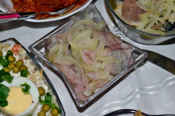 istock Pickled herring on the Christmas table 1055709024