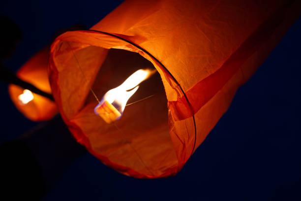 istock Close up view of two chinese flying lanterns 1055709148