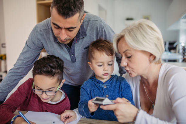 istock Family doing homework at home 1055714294