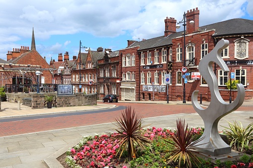 Rotherham: The Crofts square in Rotherham, UK. Rotherham is a large town in South Yorkshire with population of 109,691 people.