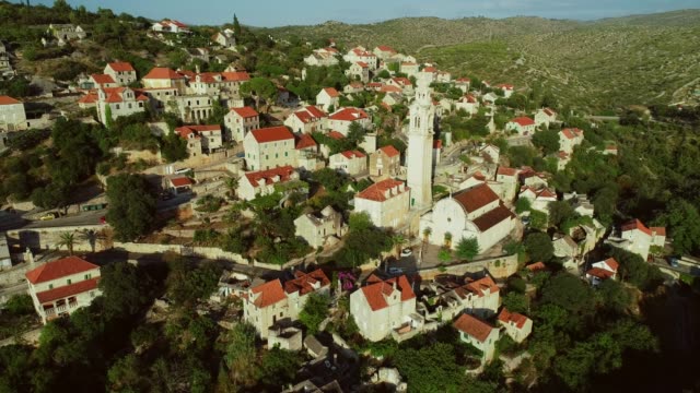 Aerial view of traditional dalmatian village.