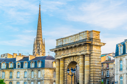 Basilica of Saint Michel and Porte de Bourgogne in Bordeaux, France