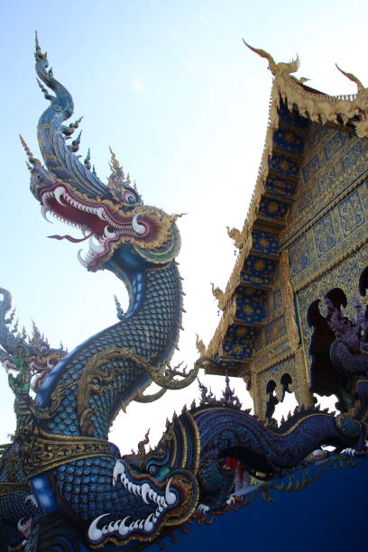 istock Blue Naga statue at Chiangrai, Thailand. 1055864896