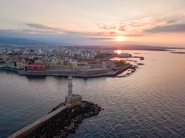 istock The old Venetian harbor in Chania, Crete, Aerial view 1055865656