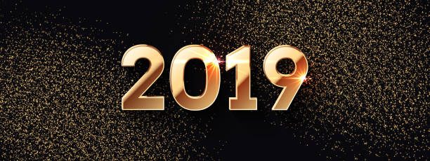 istock 2019 Happy New Year Dark and Gold Background 1055873498