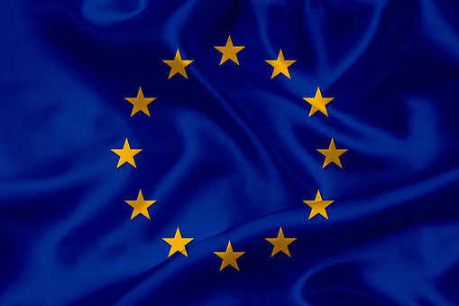 European Union flag waving background