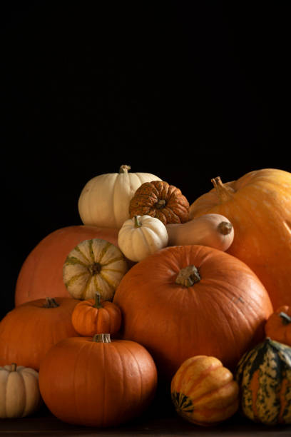 istock Pumpkins group of various sizes and colours 1055876382