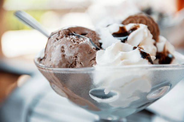 istock Ice Cream Sundae With Chocolate Sauce And Cookie 1055880176
