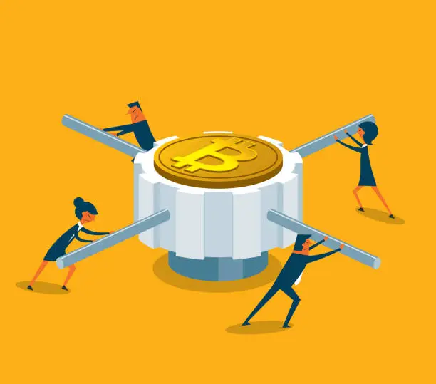 Vector illustration of Teamwork - Bitcoin
