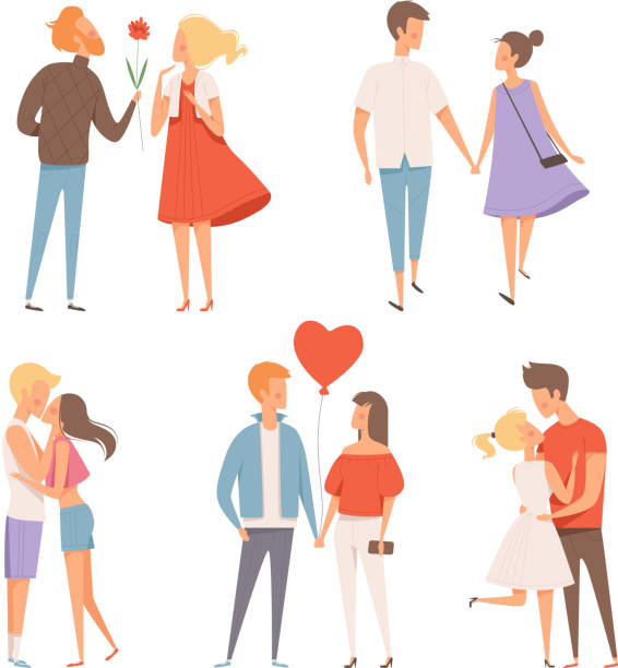 ilustrações, clipart, desenhos animados e ícones de sair com casais. são valentim dia 14 de fevereiro felicidade abraços amantes românticos personagens vetoriais fotos do conceito de data - love embracing couple valentines day