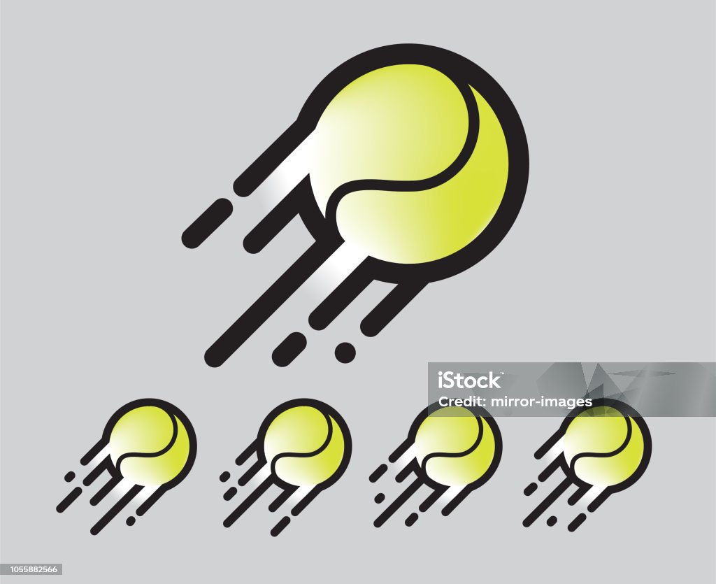 yellow green tennis ball Logo / Icon sports ball in motion with motion blur and lines street basket ball in motion logo / icon vector line and color blended art illustartion clip art Tennis stock vector