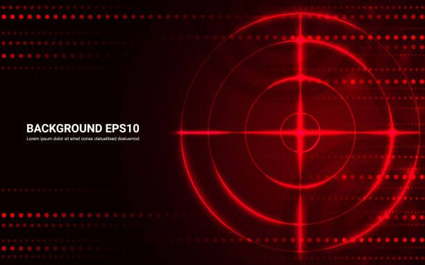 Abstract red target, shooting range on black background. Vector isolated template for business goal. Shooting target success solutions concept. Abstract red target, shooting range on black background. Vector isolated template for business goal. Shooting target success solutions concept. sniper stock illustrations