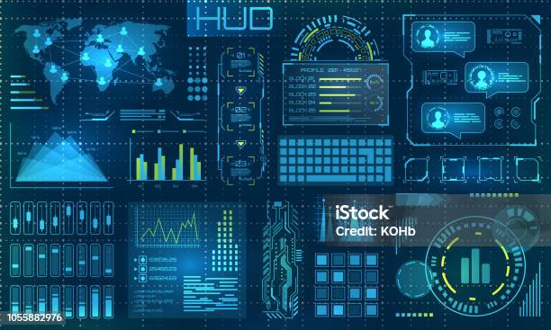 Futuristic Hud Design Elements Infographic Or Technology Interface For Information Visualization Stock Illustration - Download Image Now