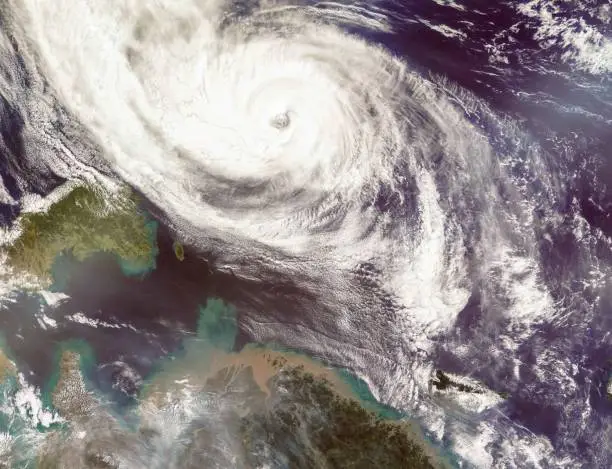 Typhoon Phanfone Affecting Japan.  Satellite view. Elements of this image furnished by NASA.