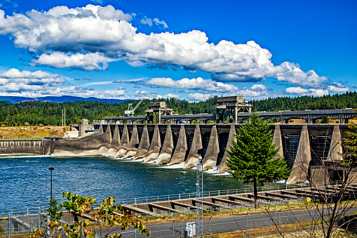 The Bonneville dam on the Columbia River in Oregon.