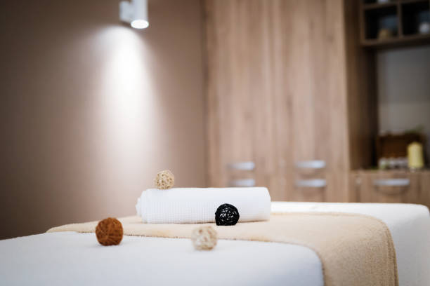 istock Massage beds in spa resort room 1055889554